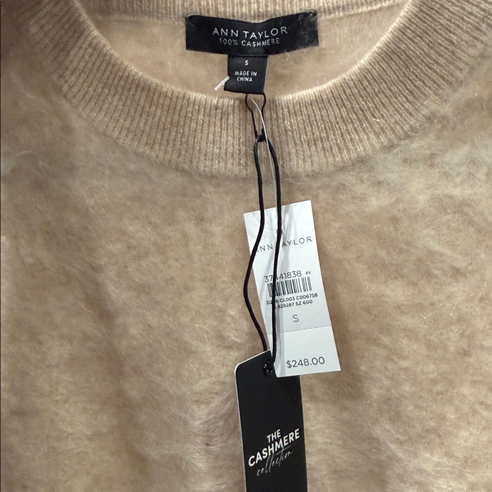 Ann Taylor brushed Cashmere Crewneck Sweater - Soft Beige